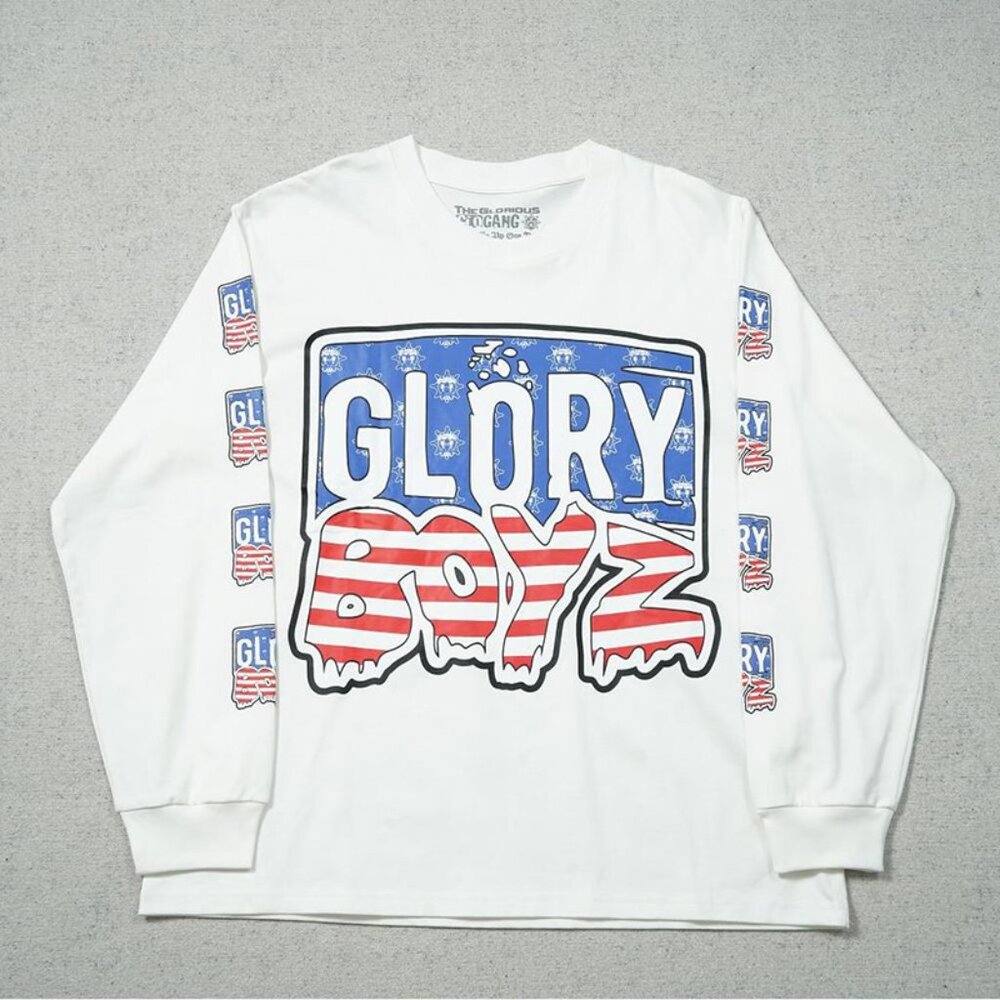Glo Gang White Round Neck Cotton Long Sleeves